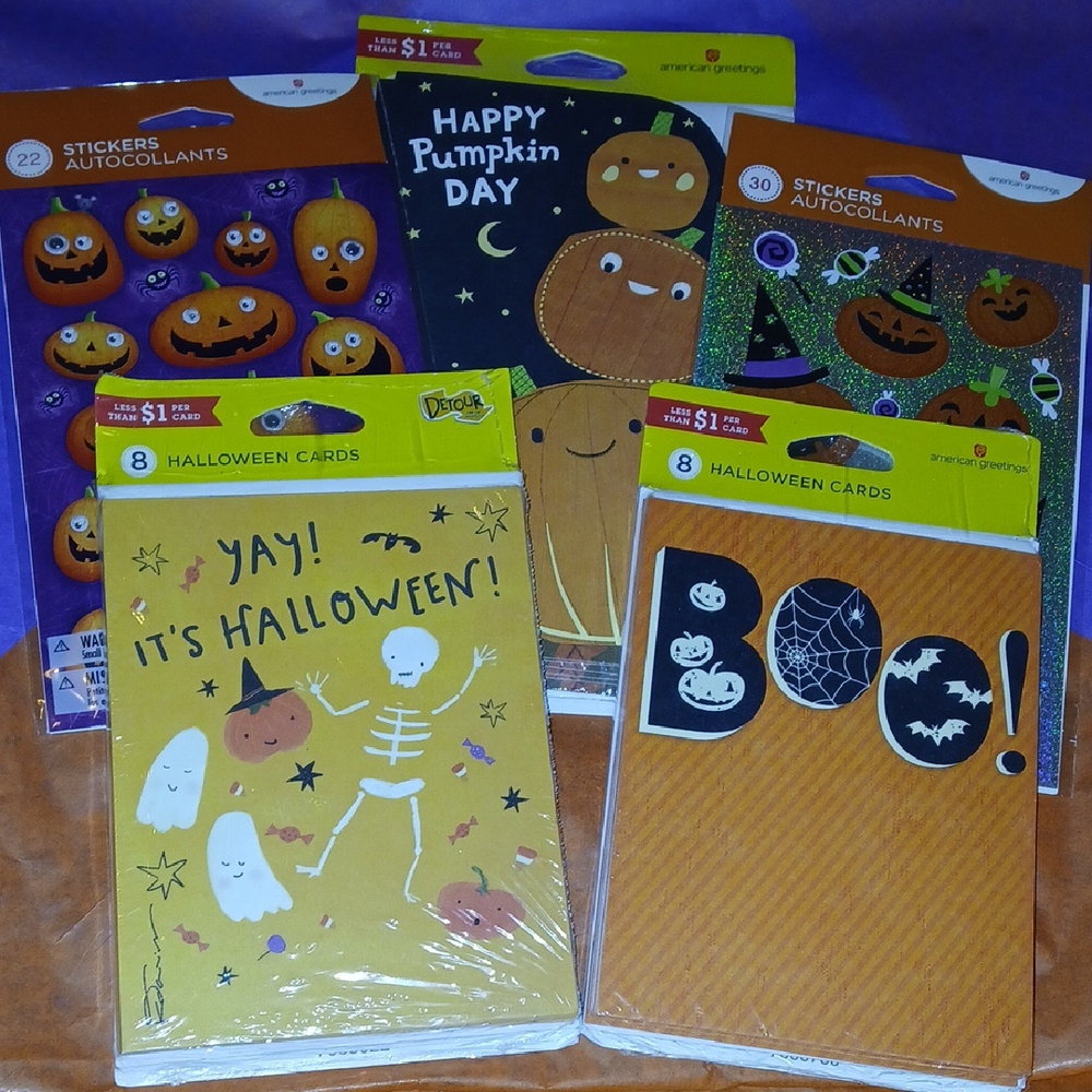 Halloween Party Sticker and Card Set